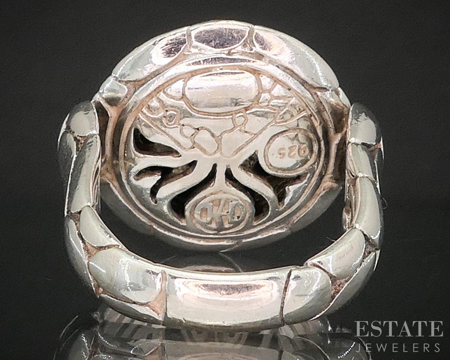 Sterling John Hardy Lavafire Black Sapphire & Ruby Kali Pebble Ring 11.4g p17367