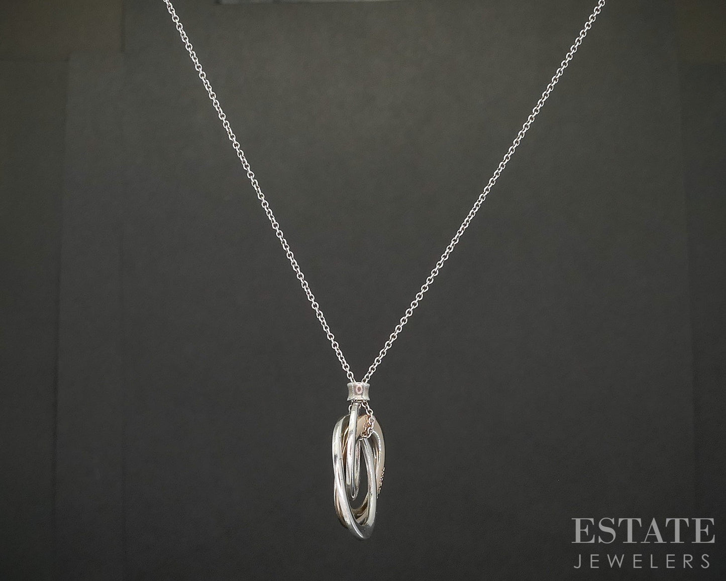 Sterling Rubedo 1837 Tiffany & Co. Interlocking Triple Circle Necklace 5g p17365