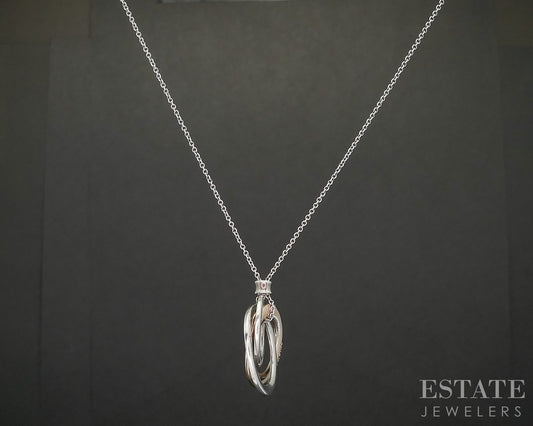 Sterling Rubedo 1837 Tiffany & Co. Interlocking Triple Circle Necklace 5g p17365