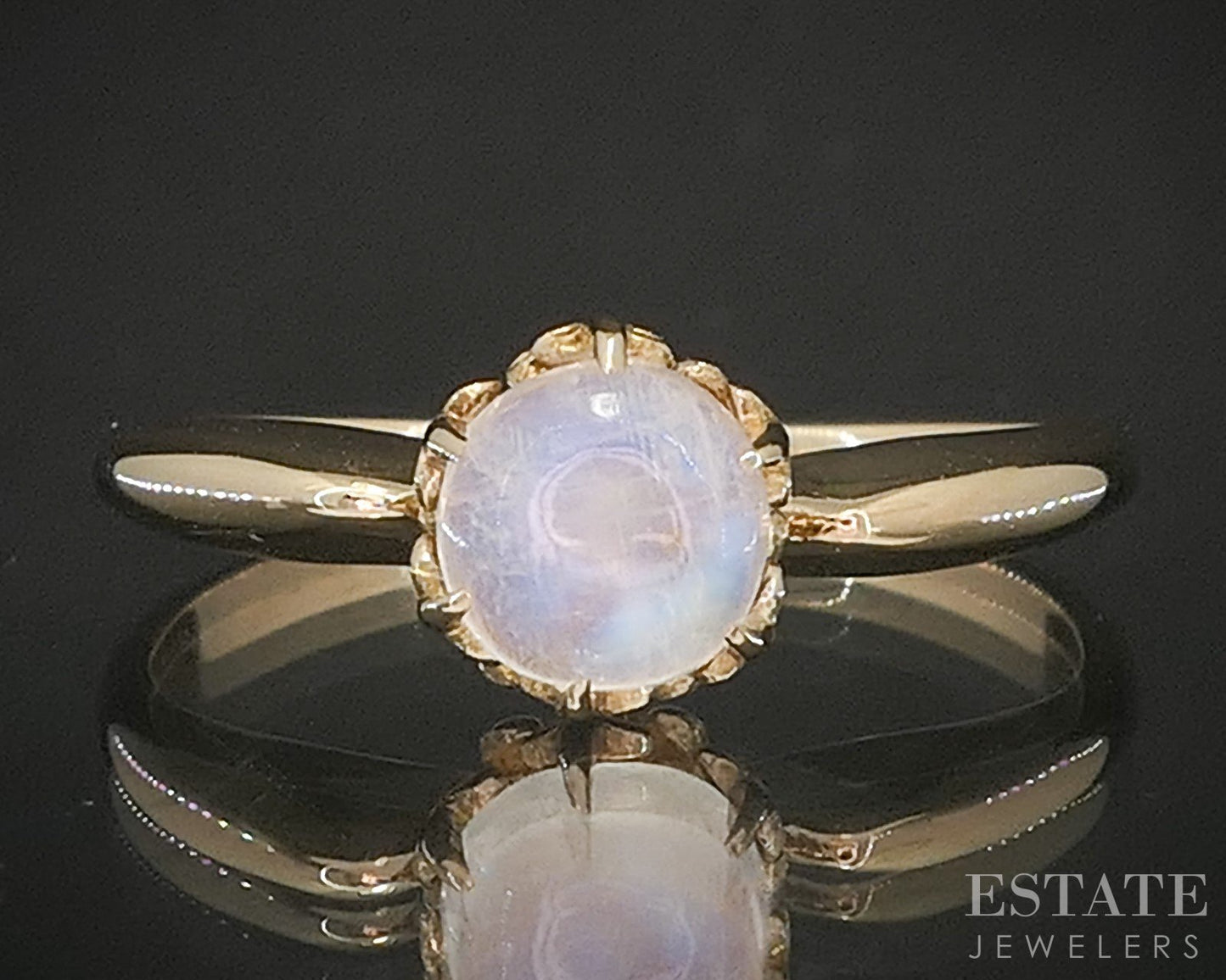 Antique 10k Yellow Gold Natural Moonstone Solitaire Ring 1.9g p17171