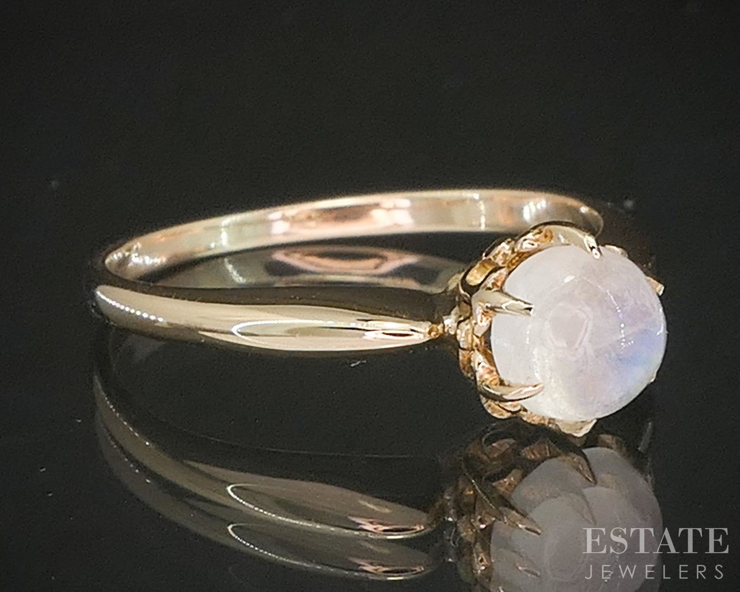 Antique 10k Yellow Gold Natural Moonstone Solitaire Ring 1.9g p17171