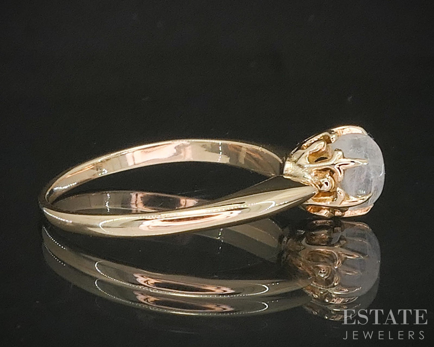 Antique 10k Yellow Gold Natural Moonstone Solitaire Ring 1.9g p17171