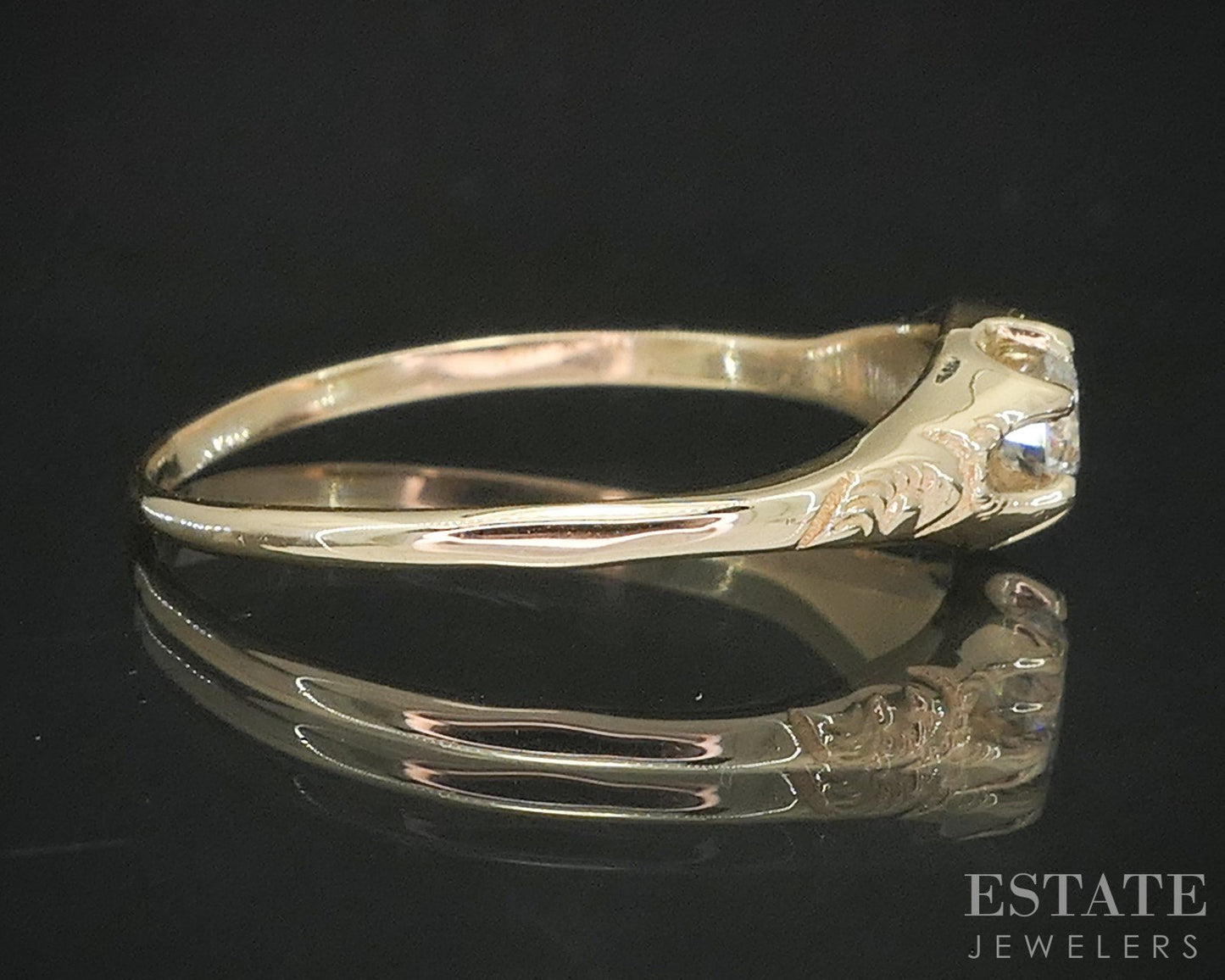 Antique Victorian 14k Yellow Gold OMC .25ct Diamond Belcher Ring p15018