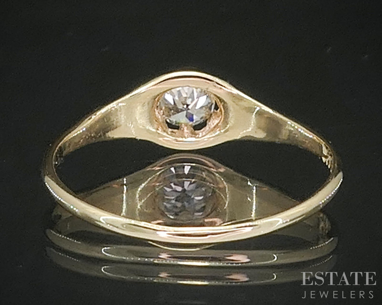 Antique Victorian 14k Yellow Gold OMC .25ct Diamond Belcher Ring p15018