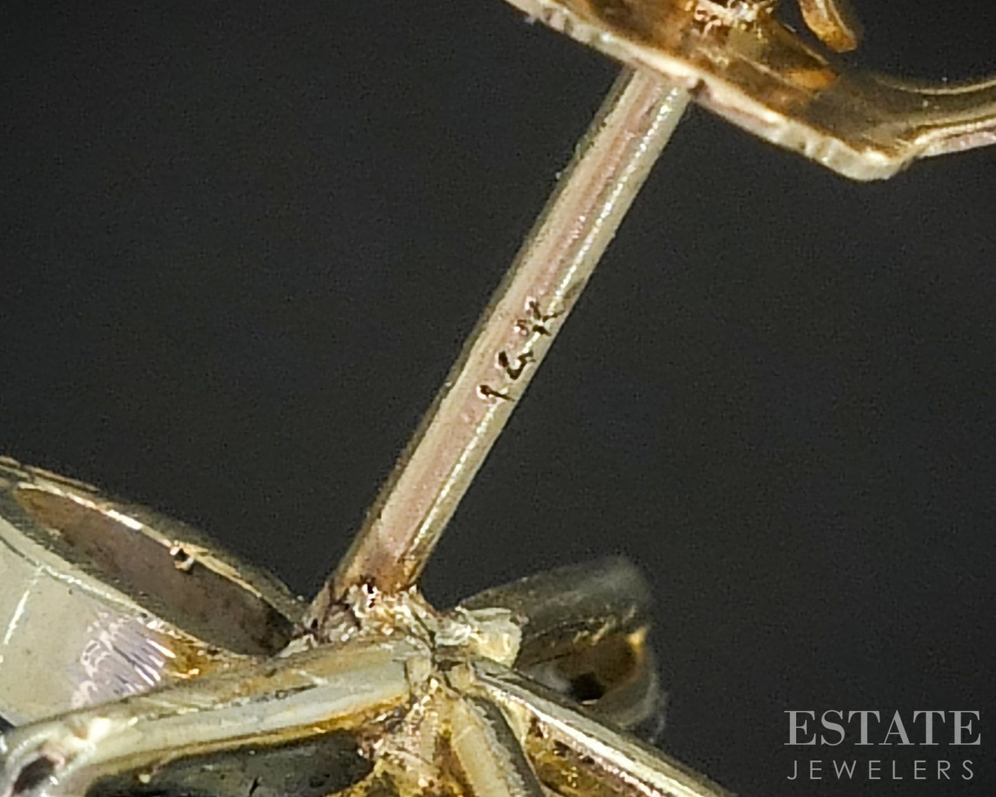 14k Yellow Gold Natural Blue Sapphire & Diamond Flower Stud Earrings 2.6g p17173