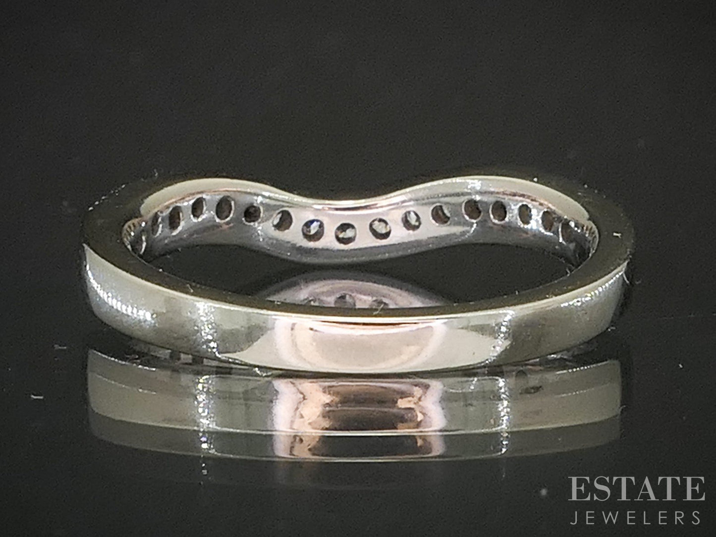 14k White Gold Natural .10ctw Diamond Ladies Contour Wedding Band 3.2g p18143b