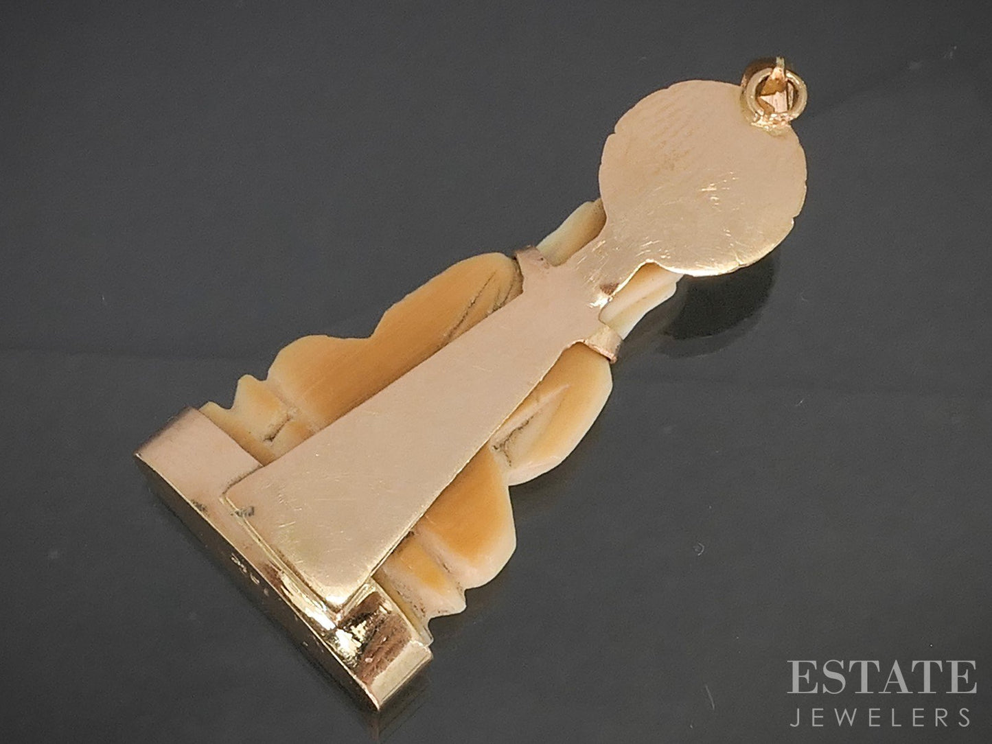Antique 18k Rose Gold Carved Buddha Charm Pendant 2.5g p18069b