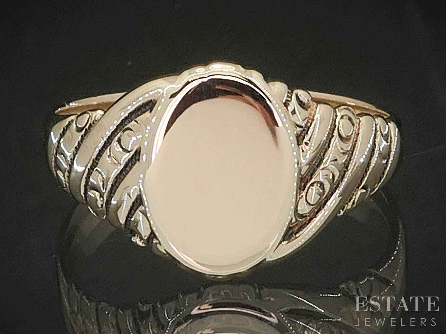 Antique Victorian 10k Rose Gold Blank Signet Mens Band 4.9g p18076b