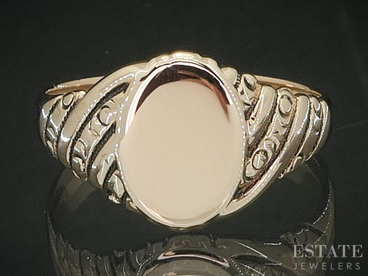Antique Victorian 10k Rose Gold Blank Signet Mens Band 4.9g p18076b