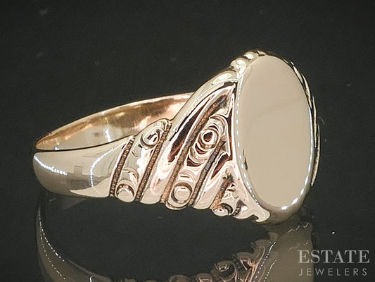 Antique Victorian 10k Rose Gold Blank Signet Mens Band 4.9g p18076b