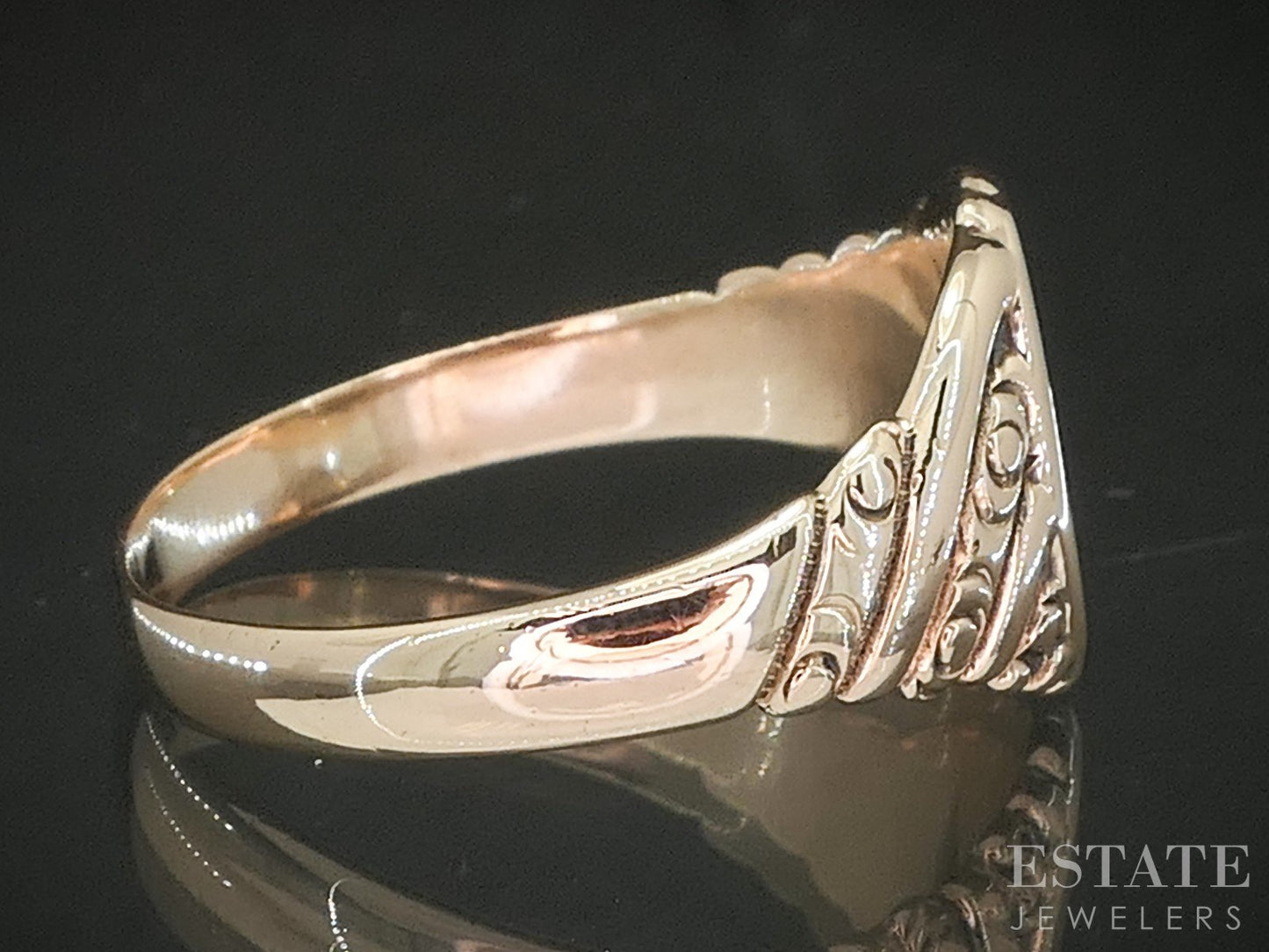 Antique Victorian 10k Rose Gold Blank Signet Mens Band 4.9g p18076b