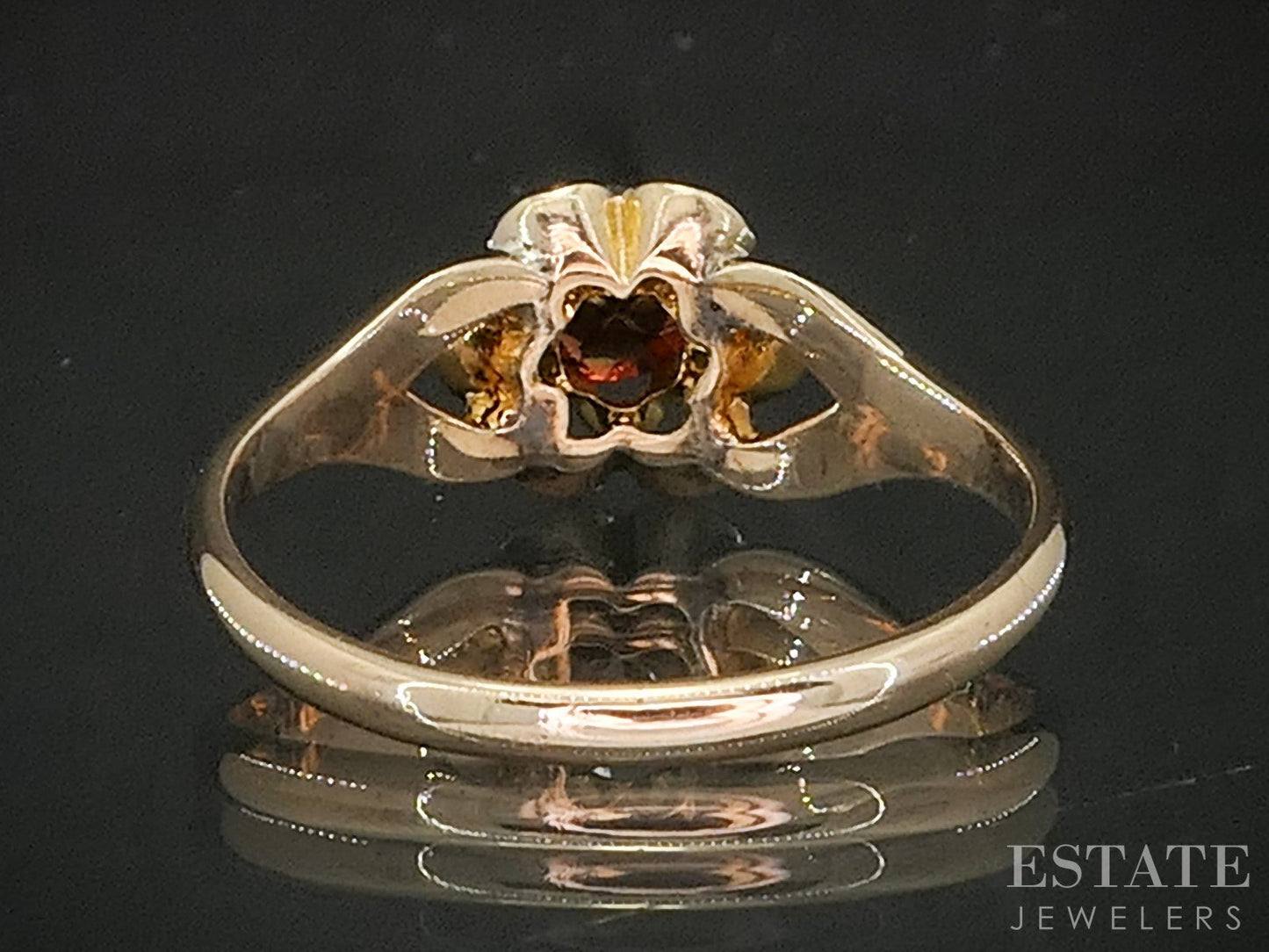 Antique 10k Yellow Gold Natural Garnet Solitaire Ring 1.3g p18077b