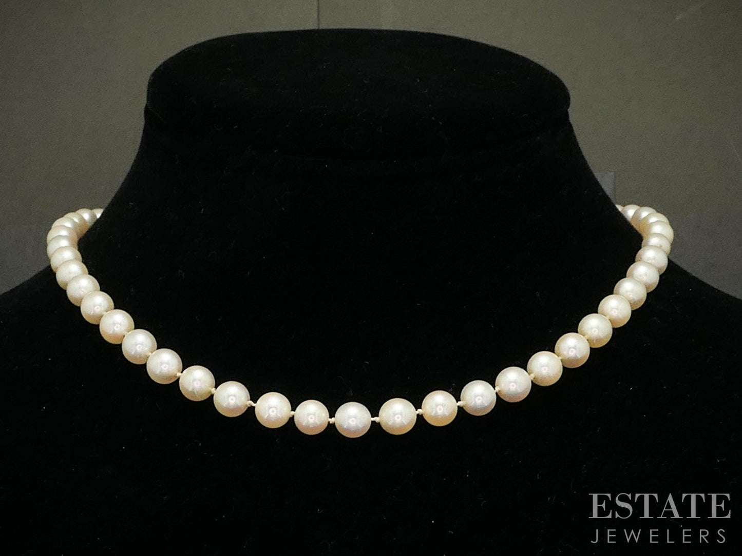 14k White Gold 6.3mm Cultured Pearl Ladies Necklace 15.5"L p18115b