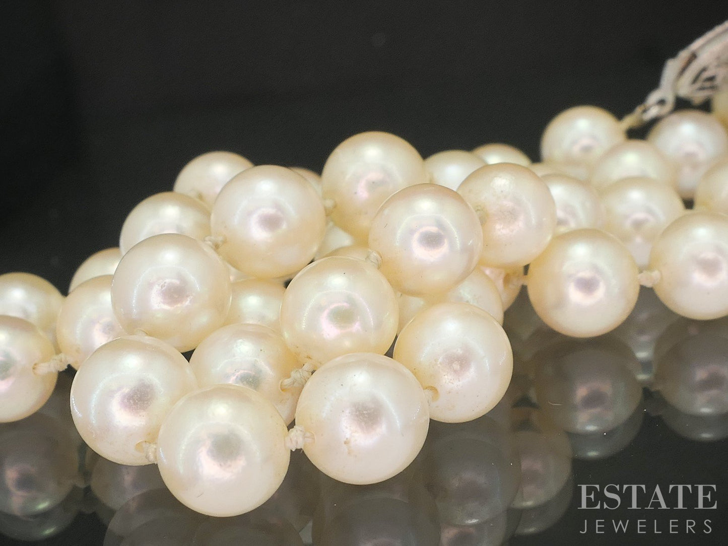 14k White Gold 6.3mm Cultured Pearl Ladies Necklace 15.5"L p18115b