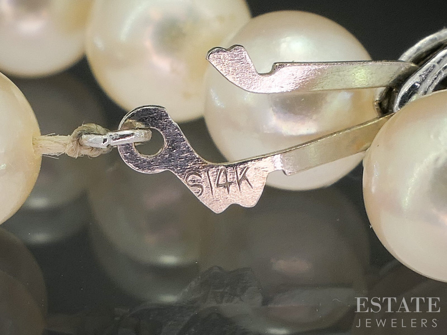 14k White Gold 6.3mm Cultured Pearl Ladies Necklace 15.5"L p18115b