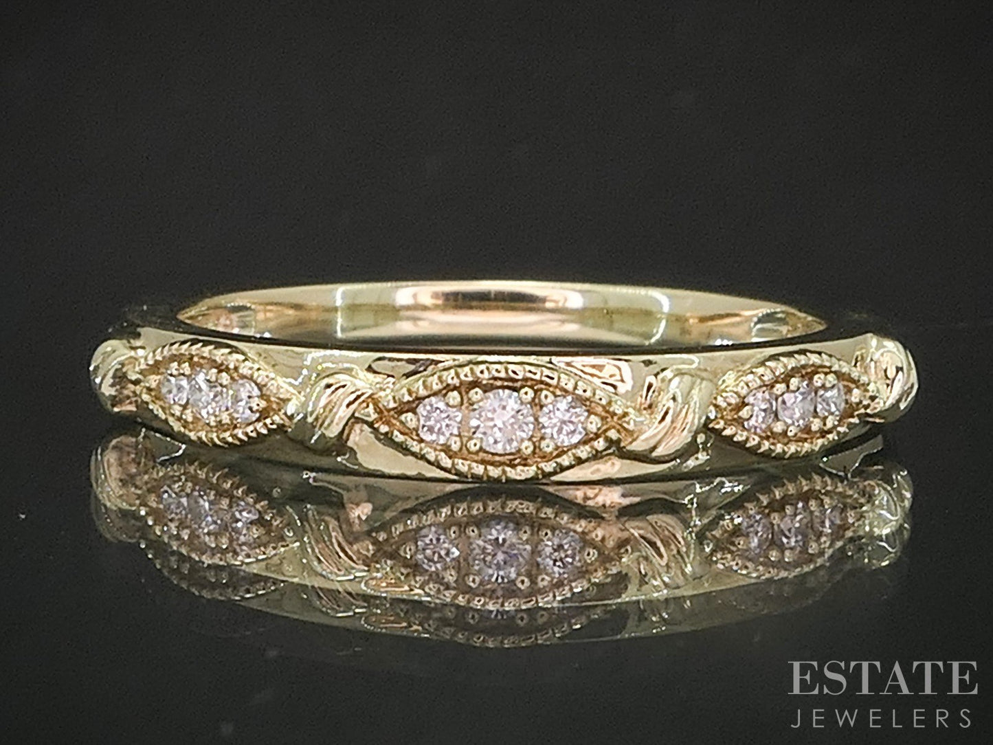 10k Yellow Gold Natural .09ctw Diamond Ladies Wedding Band 2.0g p18117b