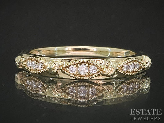10k Yellow Gold Natural .09ctw Diamond Ladies Wedding Band 2.0g p18117b