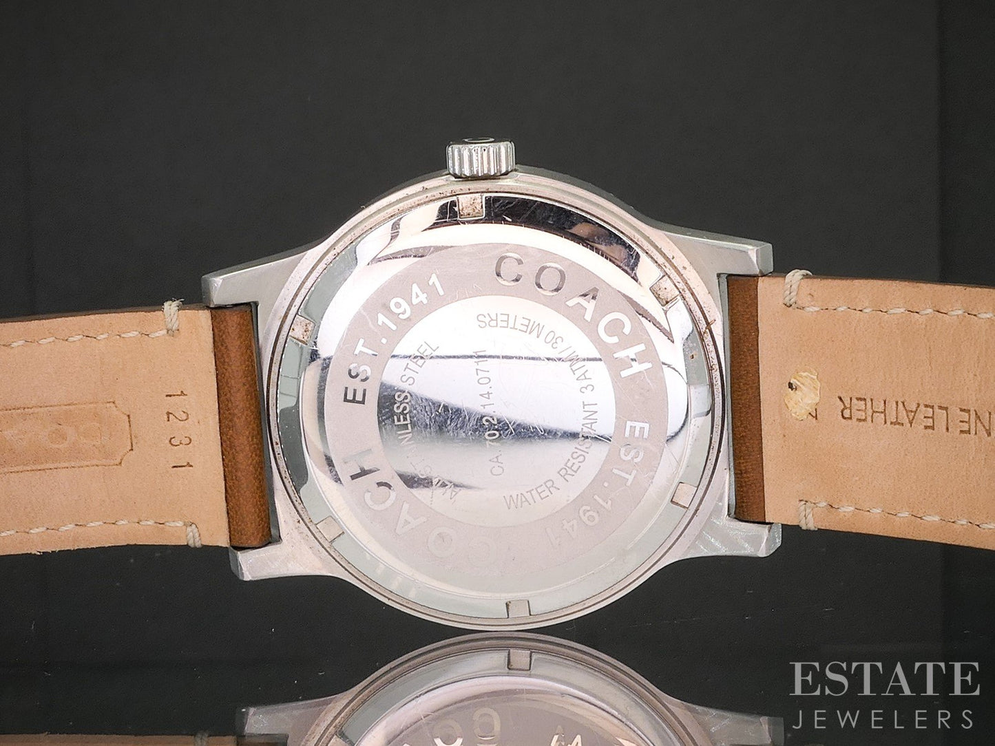 Coach 42mm Black Dial Brown Leather Mens Watch p18116b