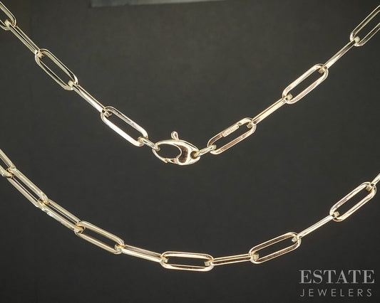 14k Yellow Gold 4.3mm Paperclip Chain Link Ladies Necklace 4.7g 20"L p18184b