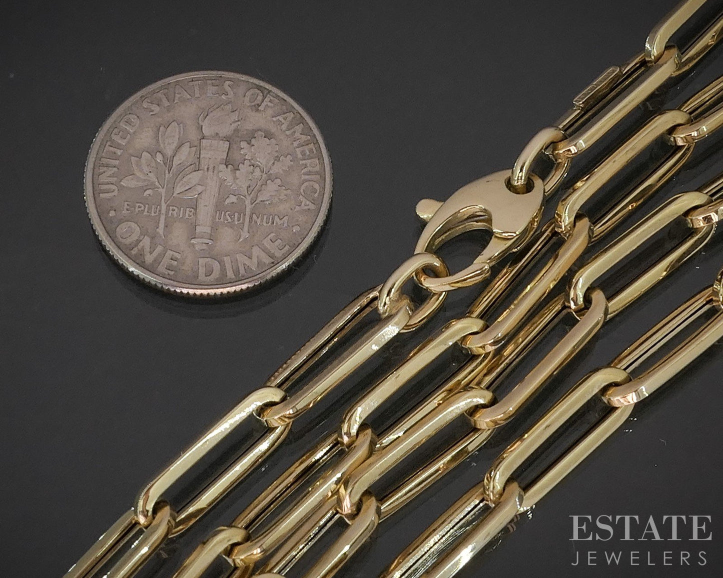 14k Yellow Gold 4.3mm Paperclip Chain Link Ladies Necklace 4.7g 20"L p18184b