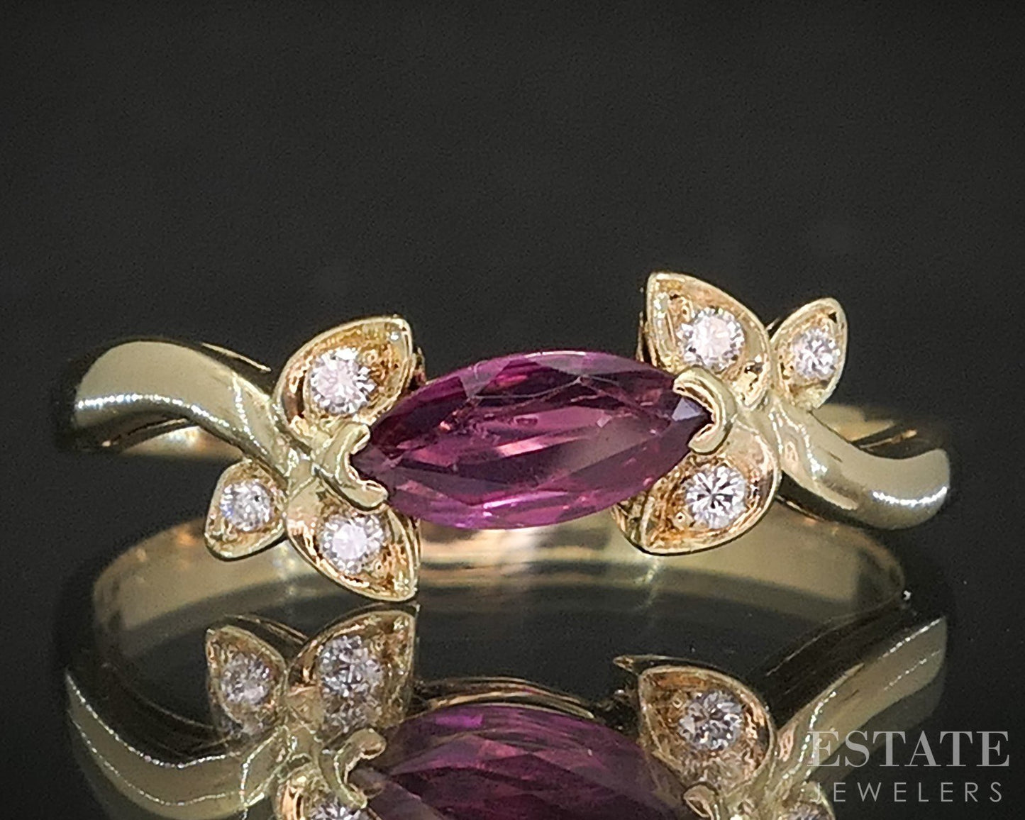 14k Yellow Gold Natural Ruby & Diamond Ladies Band Ring 1.6g p18186b