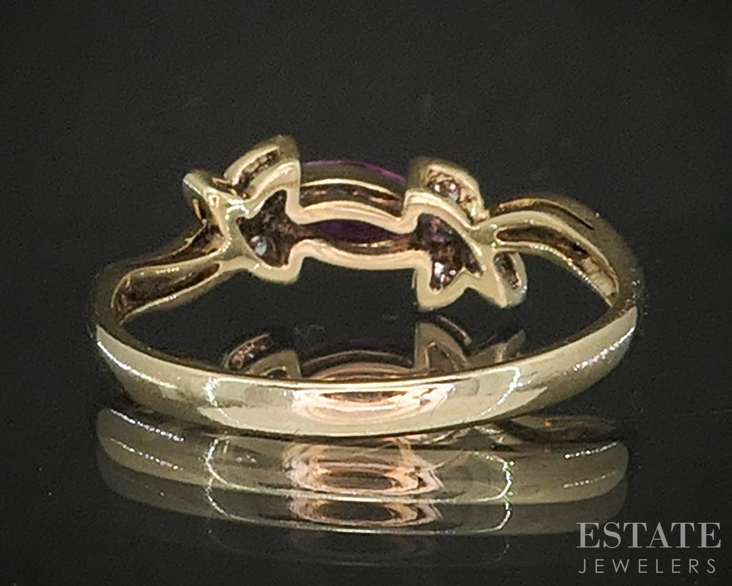 14k Yellow Gold Natural Ruby & Diamond Ladies Band Ring 1.6g p18186b