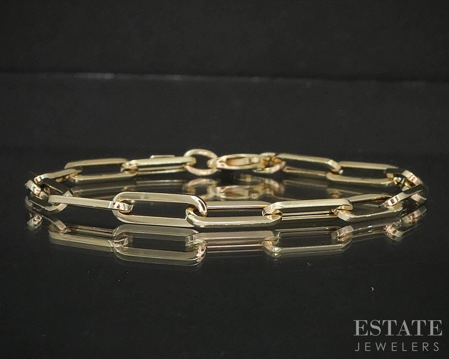 14k Yellow Gold 4.4mm Paperclip Chain Link Ladies Bracelet 2.4g 7"L p18191b