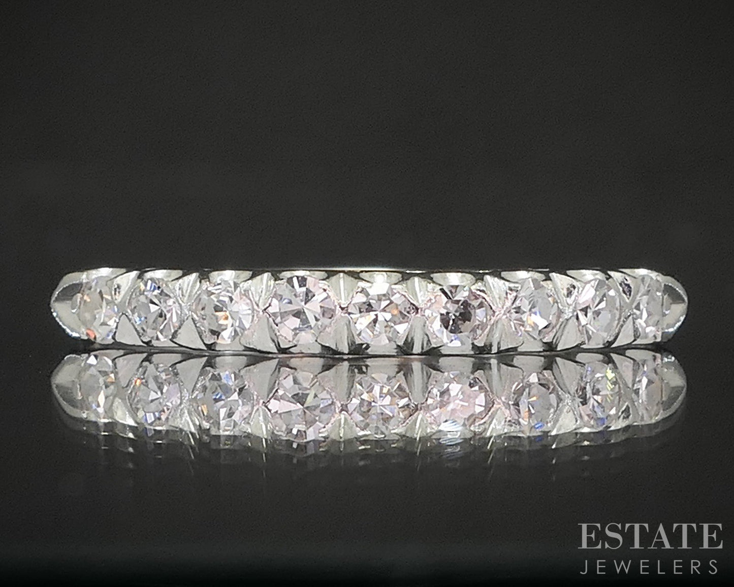 Antique Platinum Single Cut Natural .22ctw Diamond Ladies Wedding Band p18270b