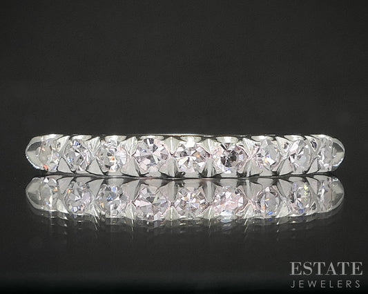 Antique Platinum Single Cut Natural .22ctw Diamond Ladies Wedding Band p18270b