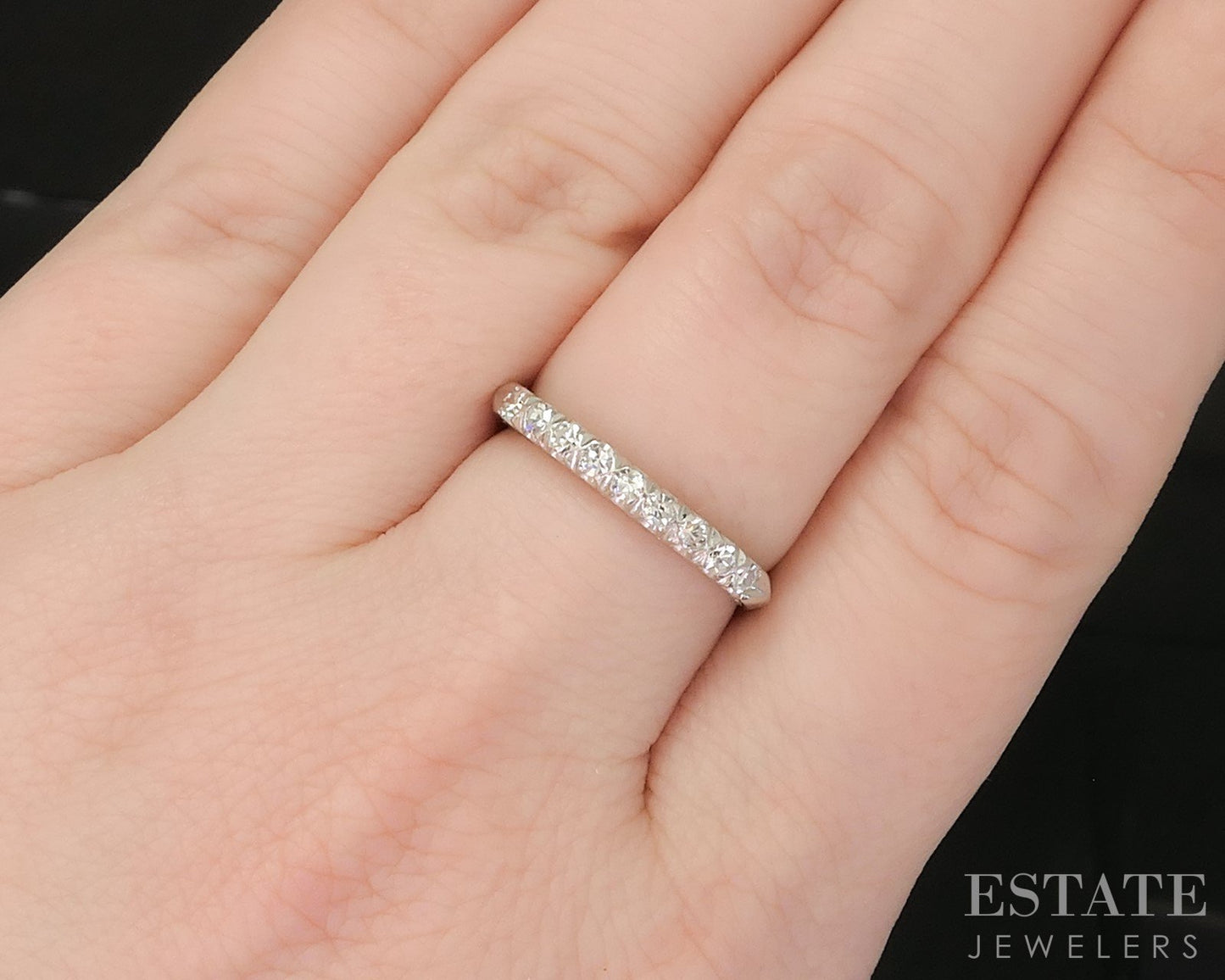 Antique Platinum Single Cut Natural .22ctw Diamond Ladies Wedding Band p18270b