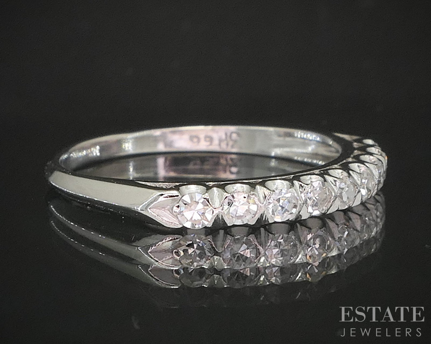 Antique Platinum Single Cut Natural .22ctw Diamond Ladies Wedding Band p18270b