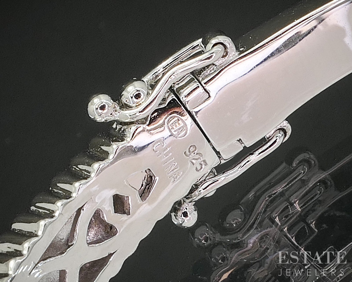 Sterling Silver Turquoise & Diamond Hinged Bangle Bracelet 22.9g p18296