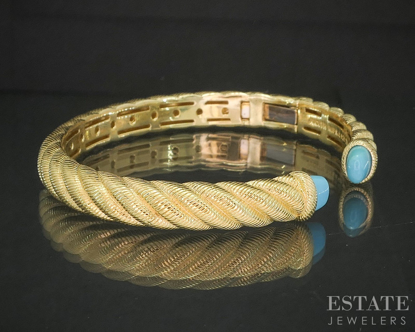 Sterling Silver Judith Ripka Turquoise Cable Cuff Bracelet 25.5g p18297