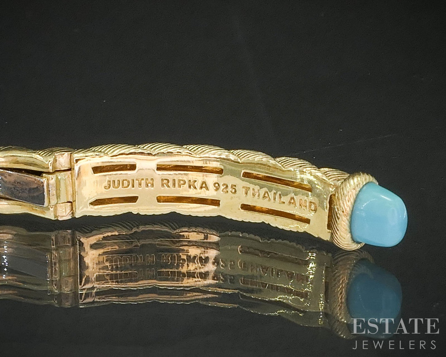 Sterling Silver Judith Ripka Turquoise Cable Cuff Bracelet 25.5g p18297