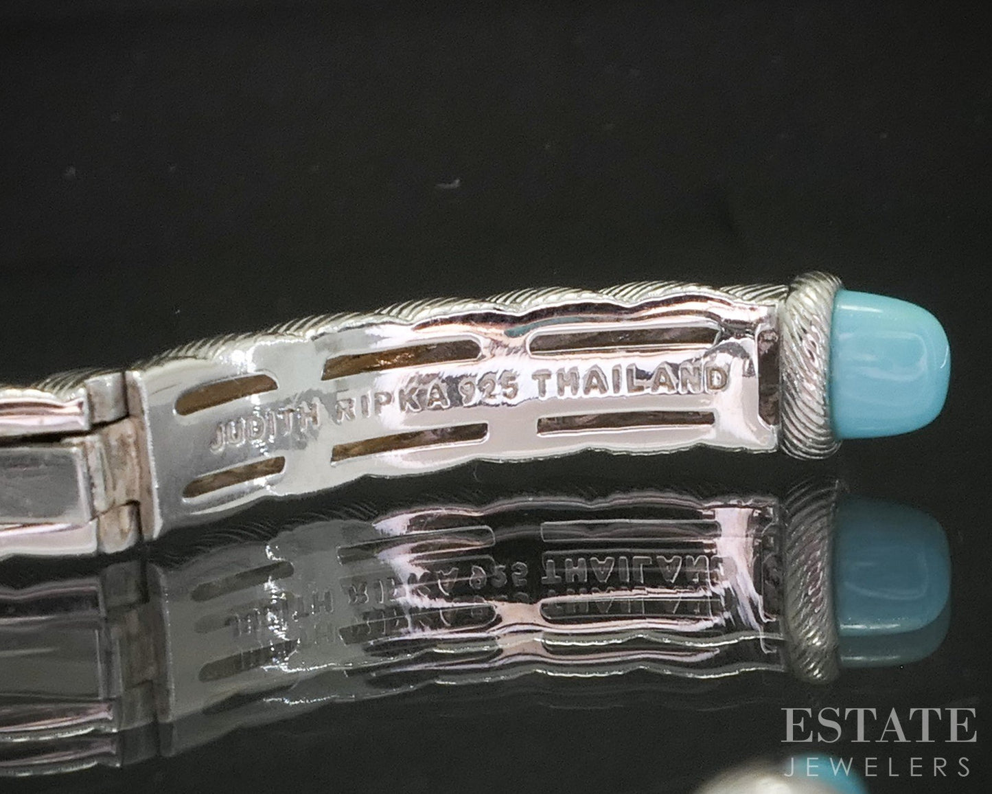 Sterling Silver Judith Ripka Turquoise Cable Cuff Bracelet 24.8g p18301