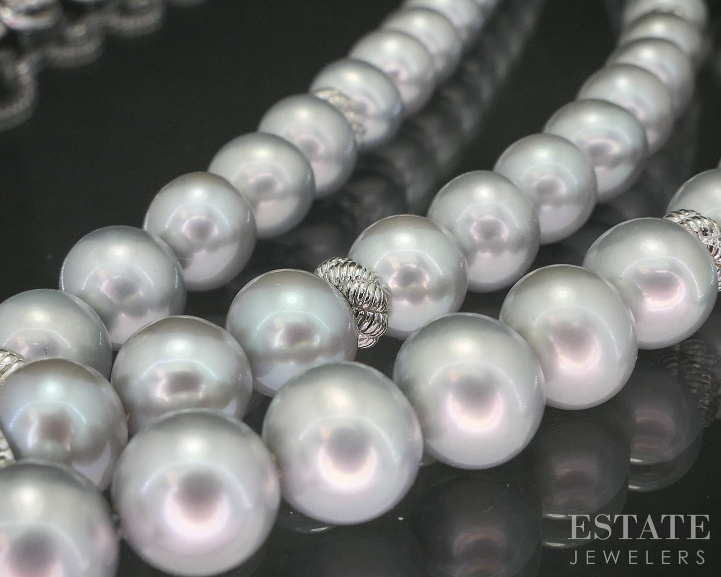 Sterling Judith Ripka Grey Pearl & Amethyst Cable Link Necklace 86g 20"L p18302