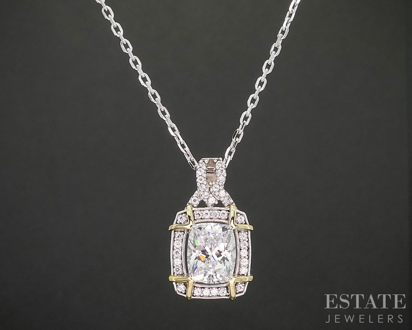 Sterling Silver Verragio CZ Cable Chain Necklace 8.5g 18"L p18303