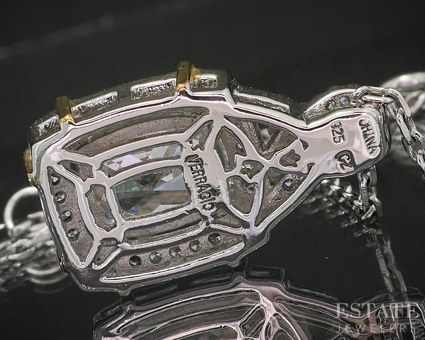 Sterling Silver Verragio CZ Cable Chain Necklace 8.5g 18"L p18303