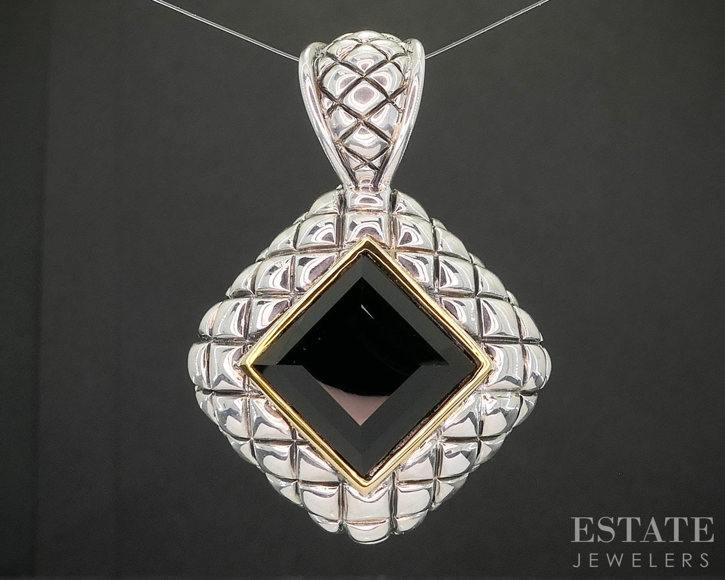 14k & Sterling Nancy & David Black Onyx Ladies Pendant 24.3g p18351