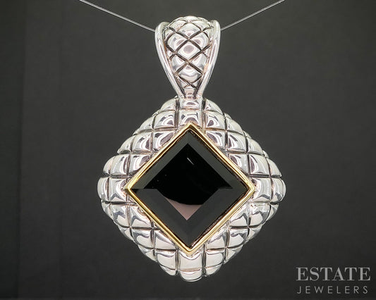 14k & Sterling Nancy & David Black Onyx Ladies Pendant 24.3g p18351