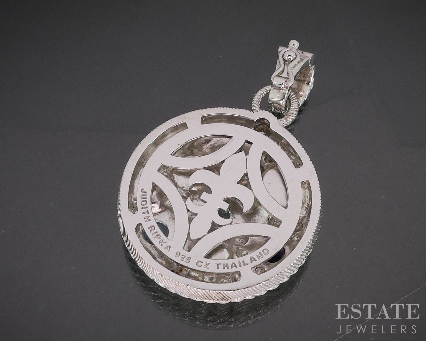 Sterling Silver Judith Ripka Pearl & Multi Gem Circle Pendant 21.7g p18358