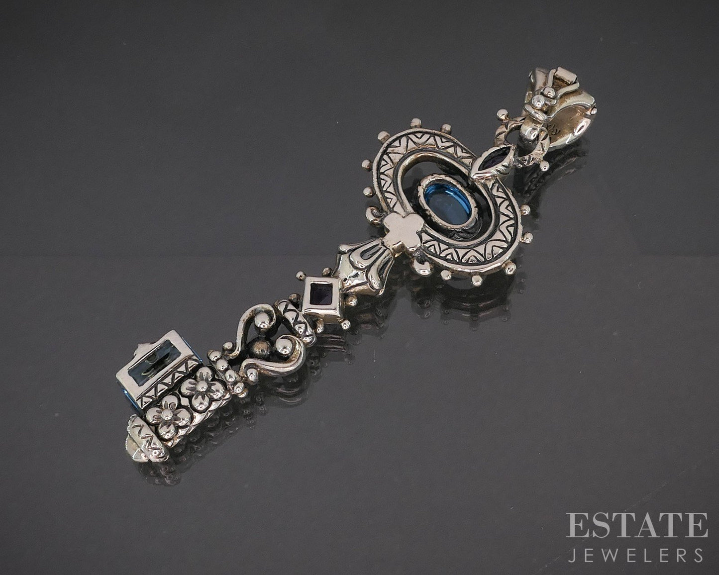 18k & Sterling Barbara Bixby Natural Multi Gem Key Ladies Pendant 11.6g p18381