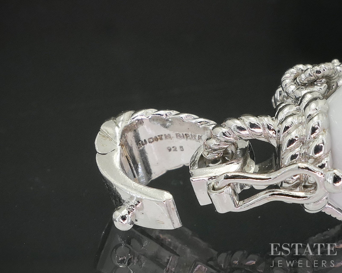 Sterling Silver Judith Ripka White Onyx Garnet CZ Egg Pendant 13.1g p18389