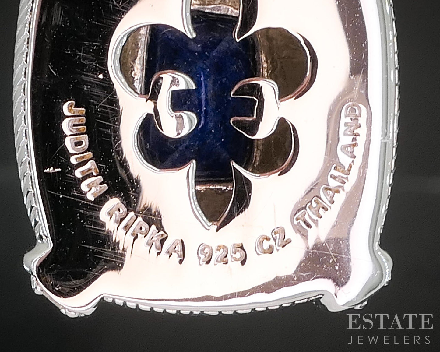 Sterling Silver Judith Ripka Natural Lapis & CZ Pendant 13.5g p18395