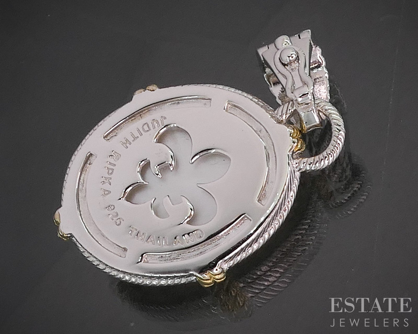 Sterling Silver Judith Ripka Gold Leaf Quartz MOP Doublet Pendant 11.3g p18396