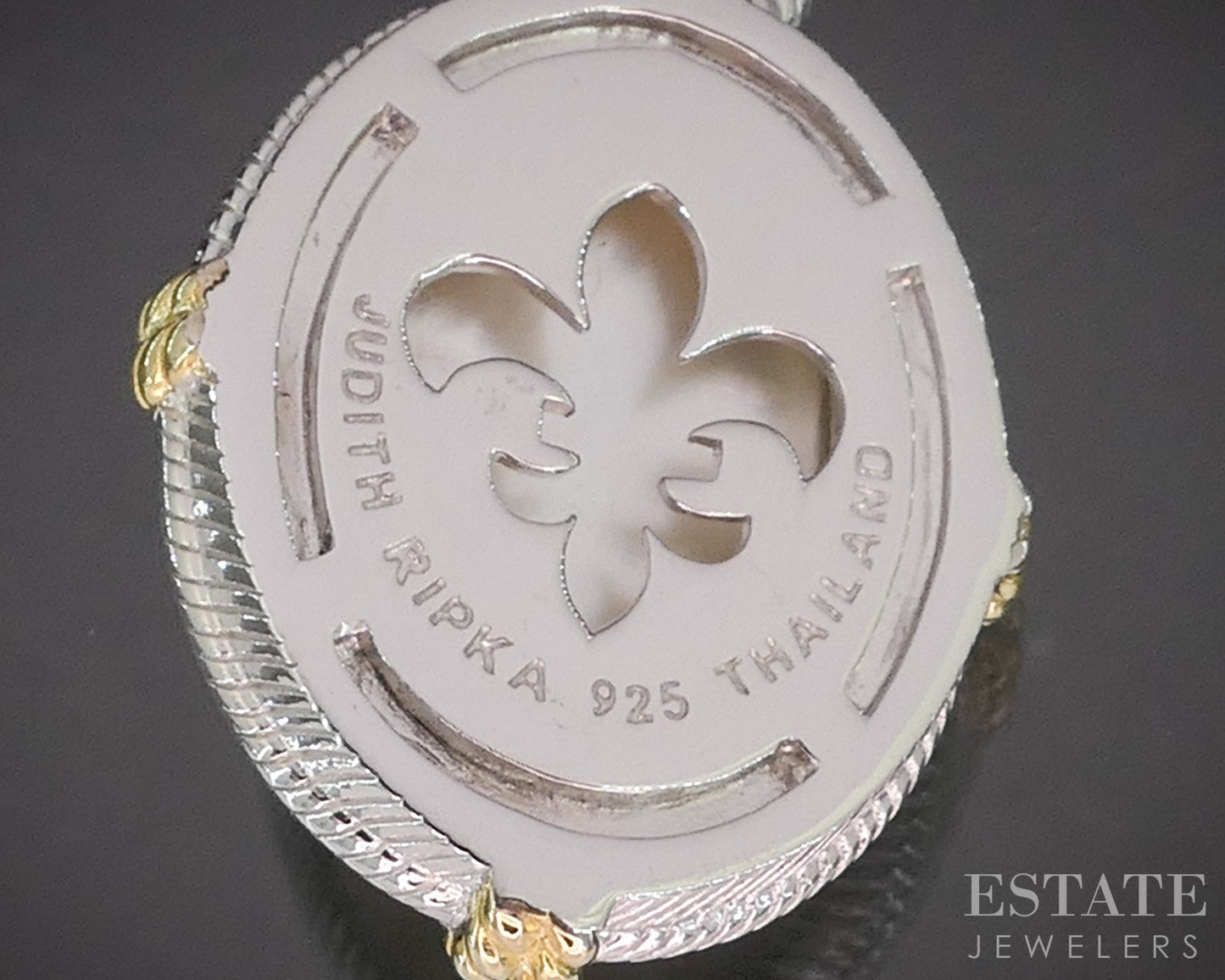 Sterling Silver Judith Ripka Gold Leaf Quartz MOP Doublet Pendant 11.3g p18396