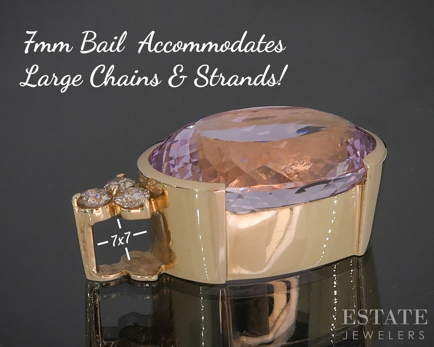 14k Yellow Gold IGI Natural 64.7ct Pink Kunzite & Diamond Pendant 27.2g p67617