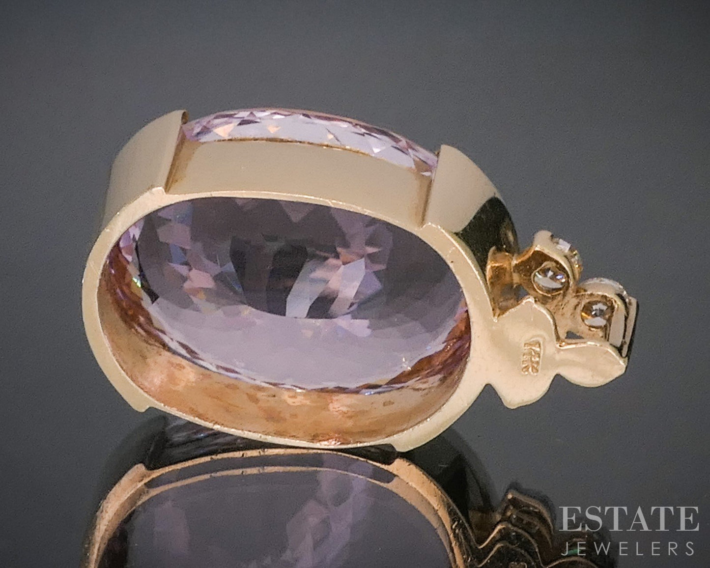 14k Yellow Gold IGI Natural 64.7ct Pink Kunzite & Diamond Pendant 27.2g p67617