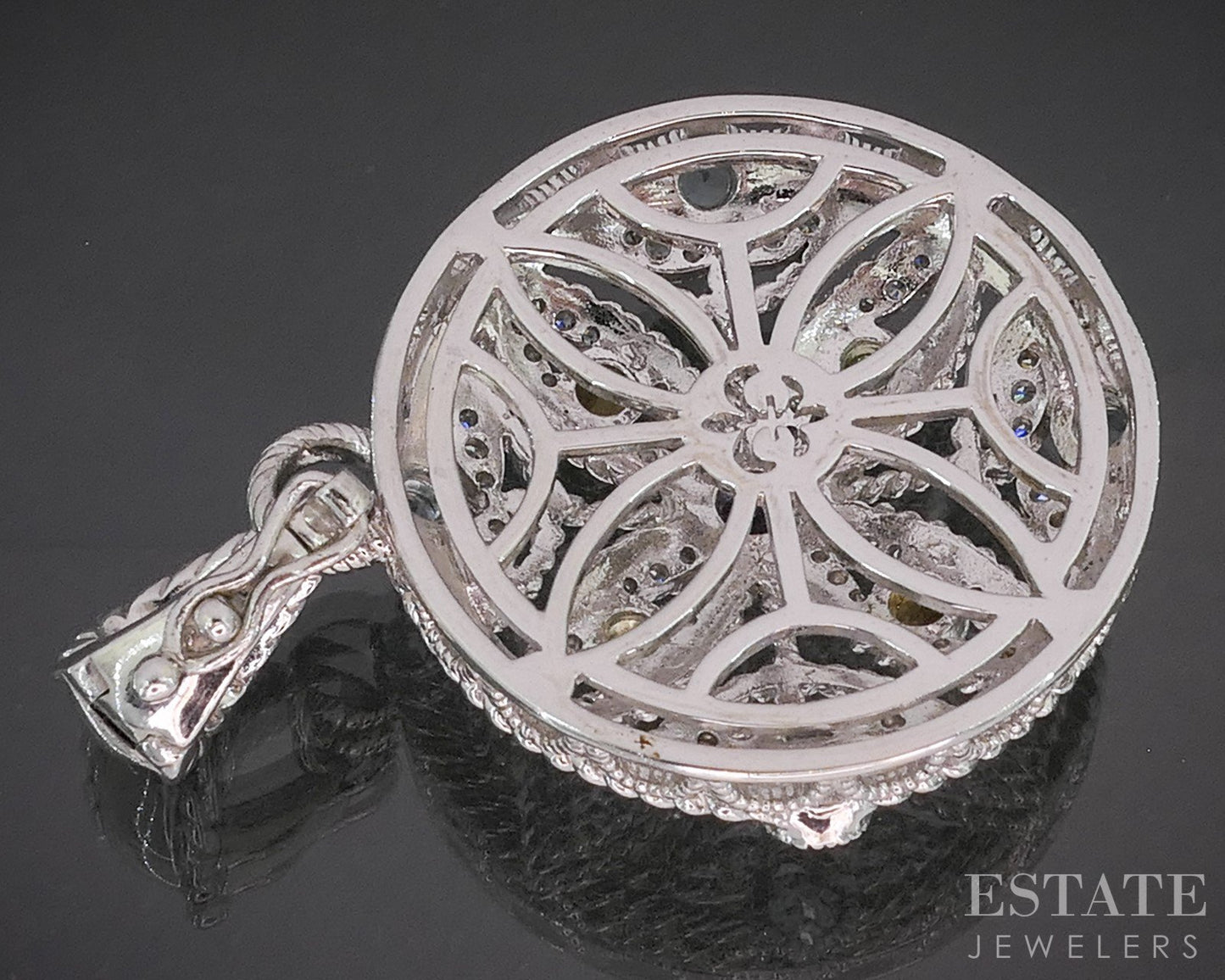 Sterling Silver Judith Ripka Multi Gem & CZ Circle Pendant 16.9g p18342