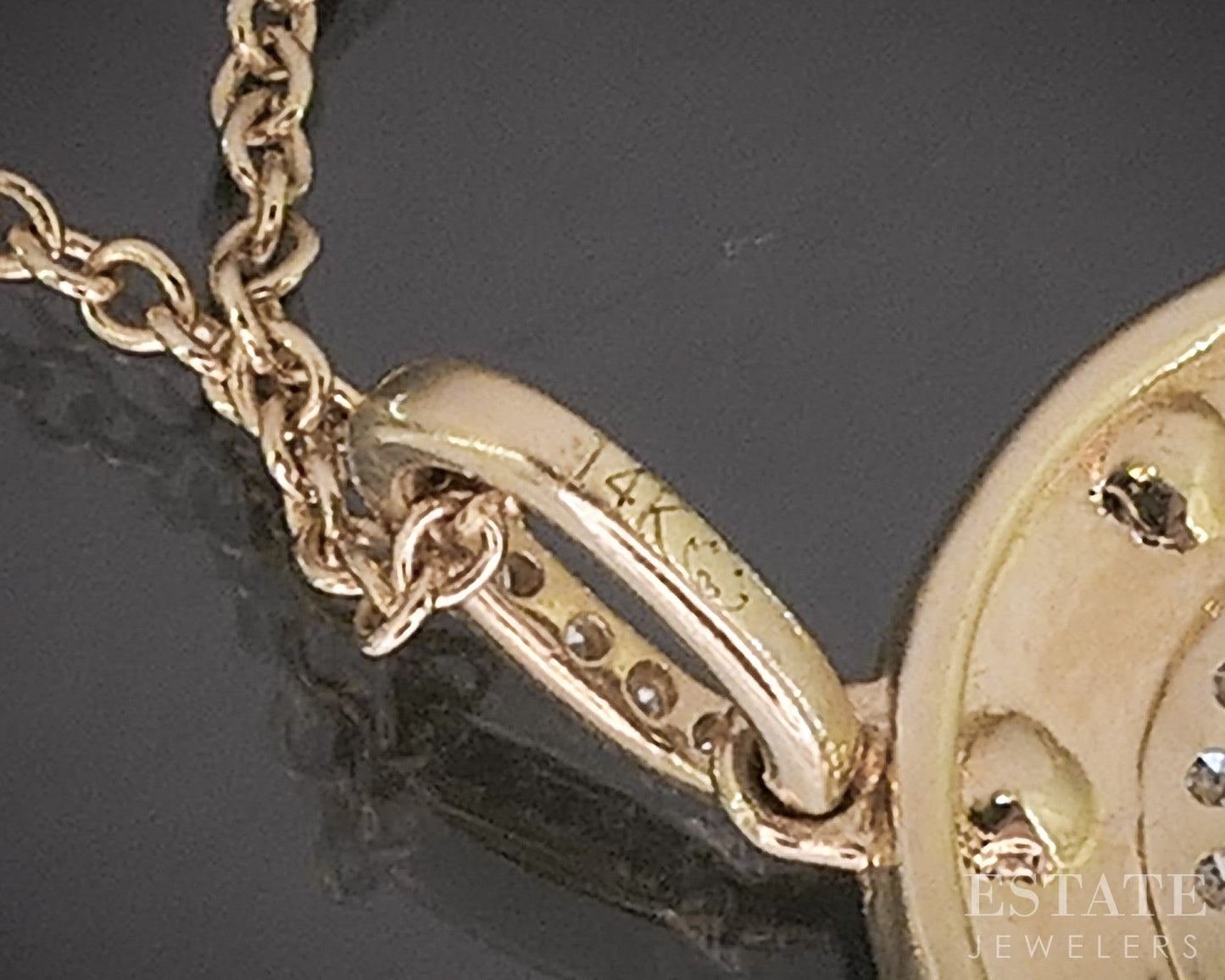 14k Yellow Gold Natural Diamond Circle Charm Necklace 2.5g 17"L p18058b